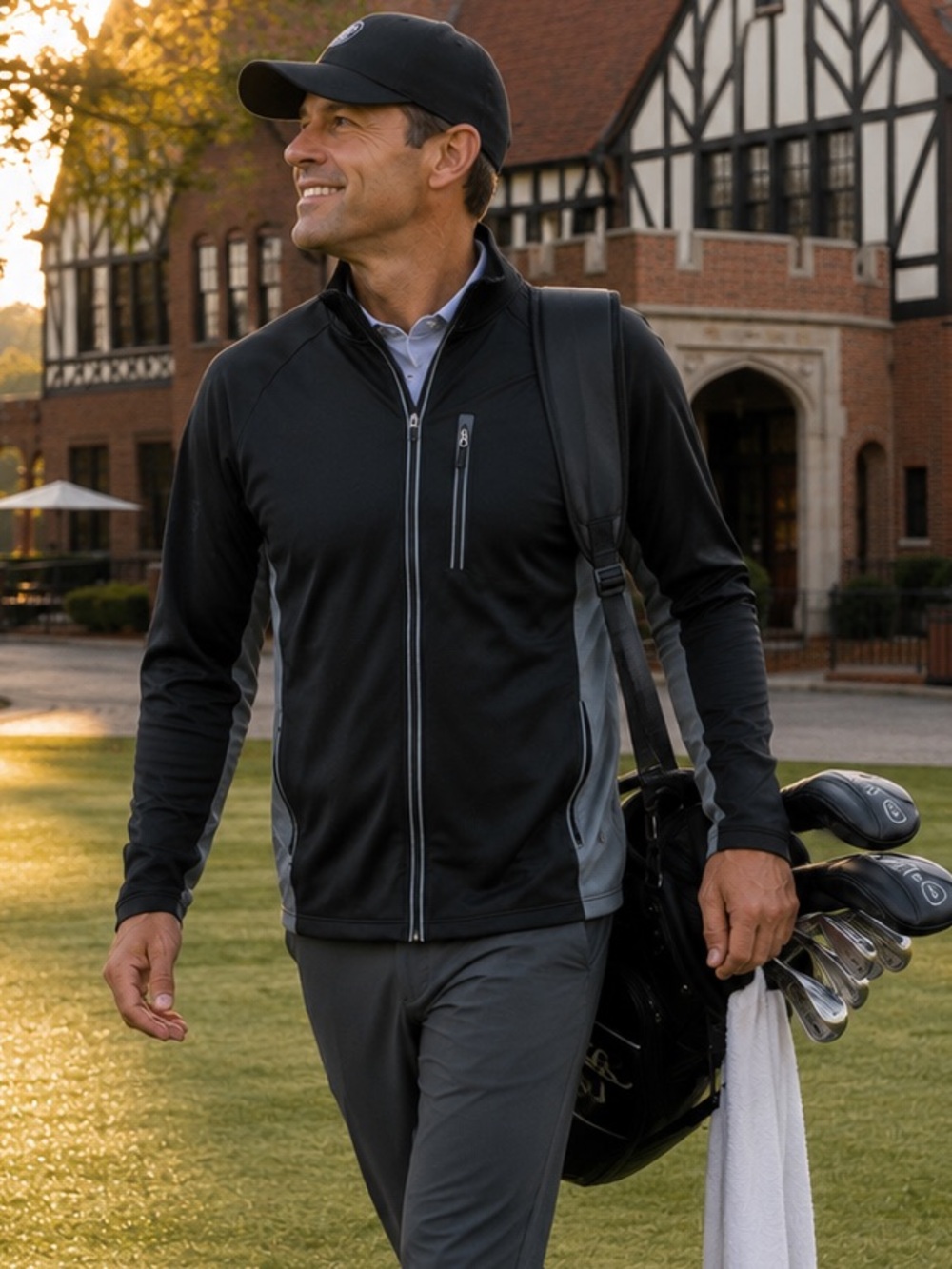 Zero Restriction Tour Series Black Gray Full Zip Golf Jacket Men's XL BY Atlanta